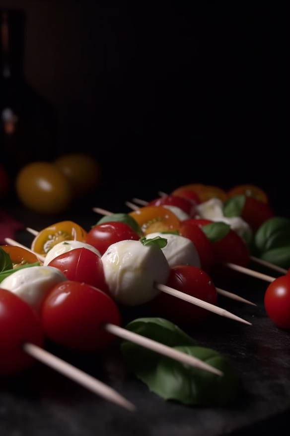 Antipasti Spieße mit Mozzarella und Tomaten
