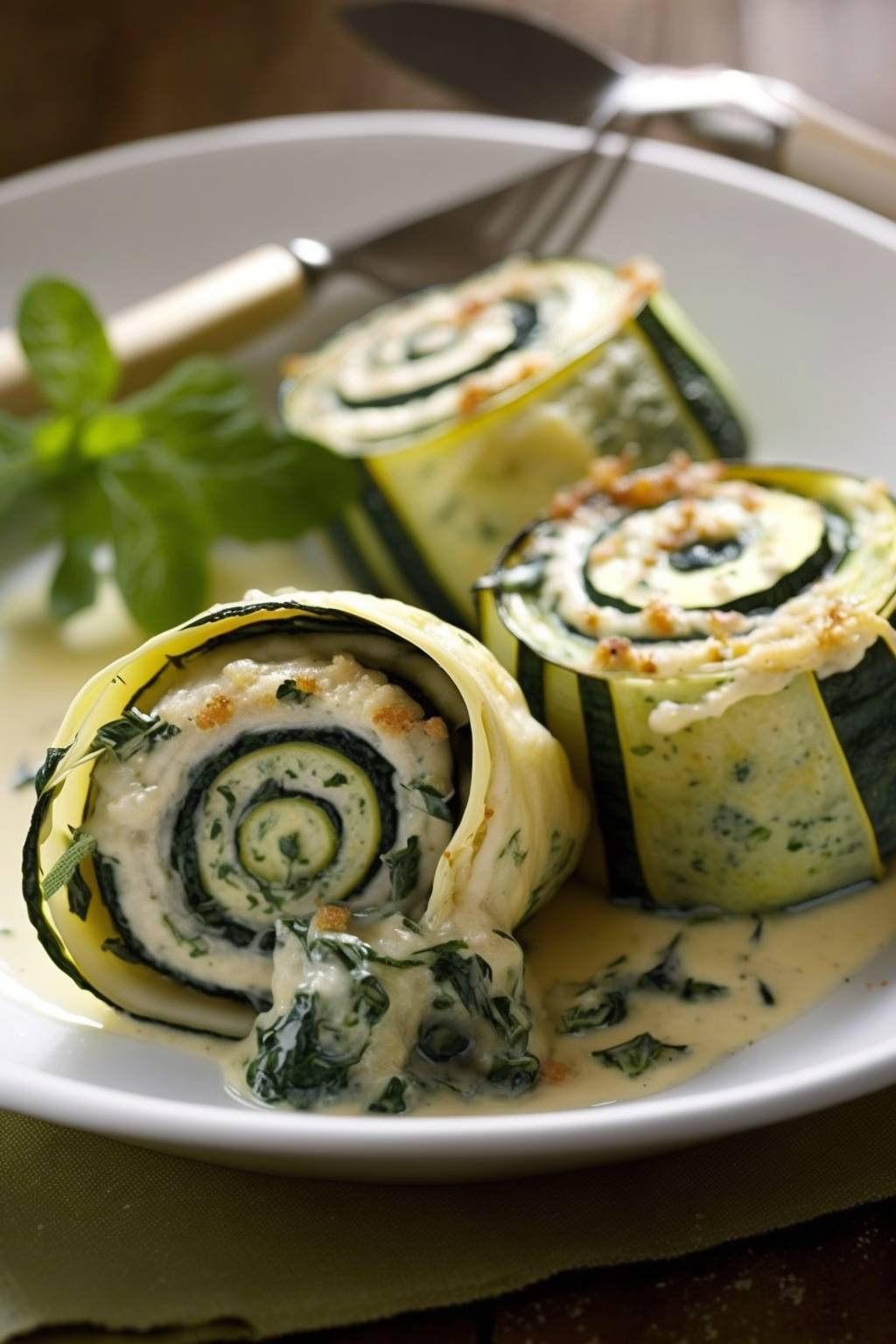 Gebackene Zucchini-Röllchen mit Ricotta-Füllung - Ausgefallenes Kochrezept