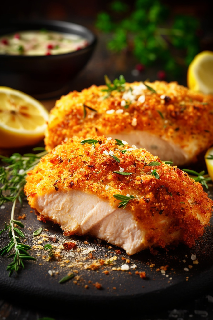 Gebackenes Hähnchenbrustfilet mit Parmesan-Kräuterkruste