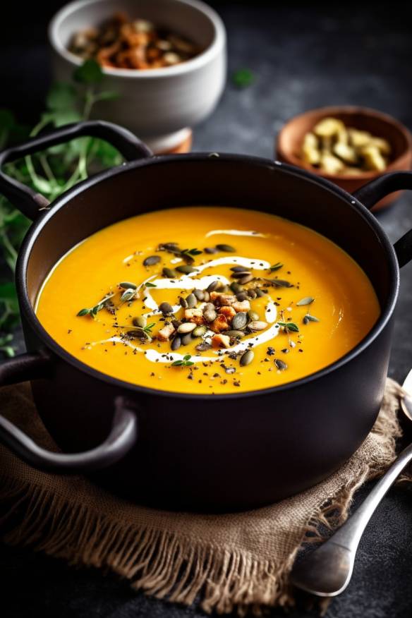 Cremige Kürbissuppe mit gerösteten Kernen - Ein tolles Kochrezept für ...