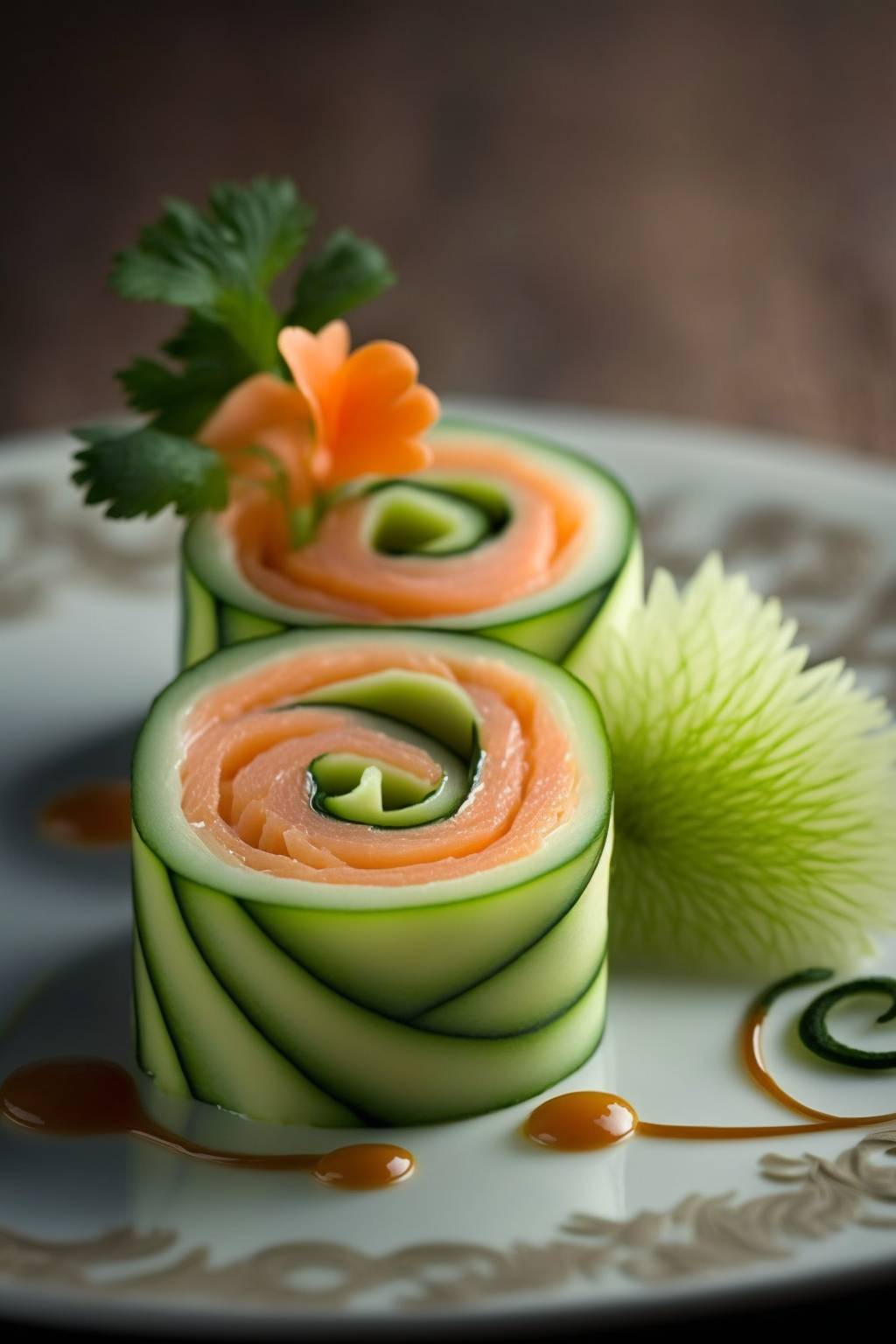 Gurken-Lachs-Röllchen - Kalorienarmes Fingerfood