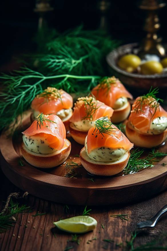 Eier-Häppchen mit Avocado-Creme und Räucherlachs