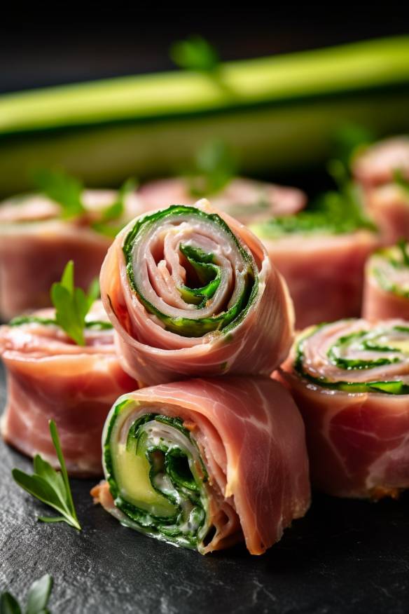 Frische Gurken-Schinken-Röllchen - Schnelles Fingerfood kalt