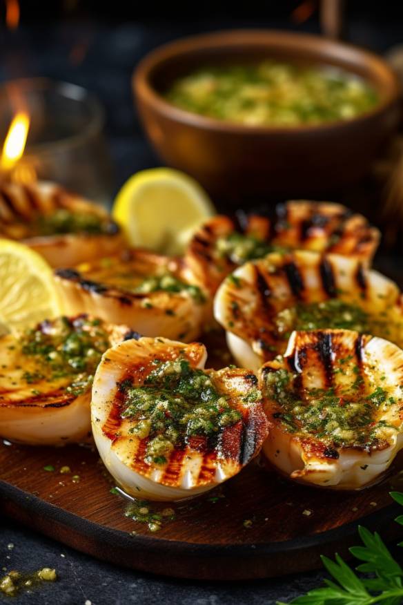 Gegrillte Jakobsmuscheln mit Zitronen-Knoblauch-Butter - Ein Sternekoch ...