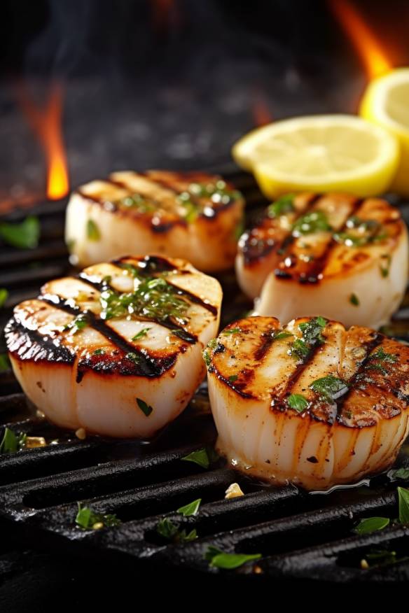 Gegrillte Jakobsmuscheln mit Zitronen-Knoblauch-Butter - Ein Sternekoch ...