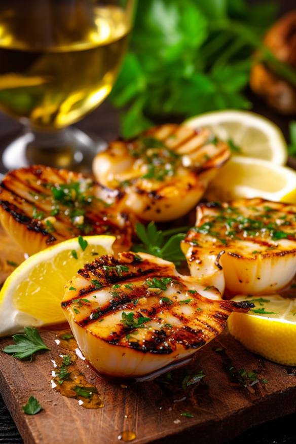 Gegrillte Jakobsmuscheln mit Zitronen-Knoblauch-Butter - Ein Sternekoch ...