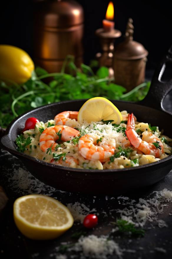 Zitronenrisotto mit Garnelen - Ein frisches und leichtes Rezept