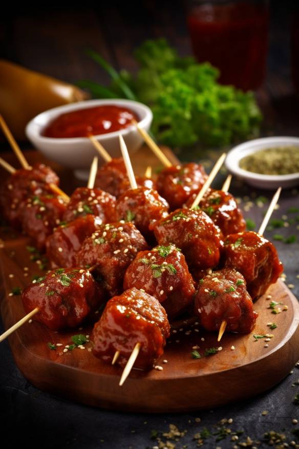Hackbällchen am Spieß - Leckeres Fingerfood mit Hackfleisch, Zwiebeln und Paprikapulver