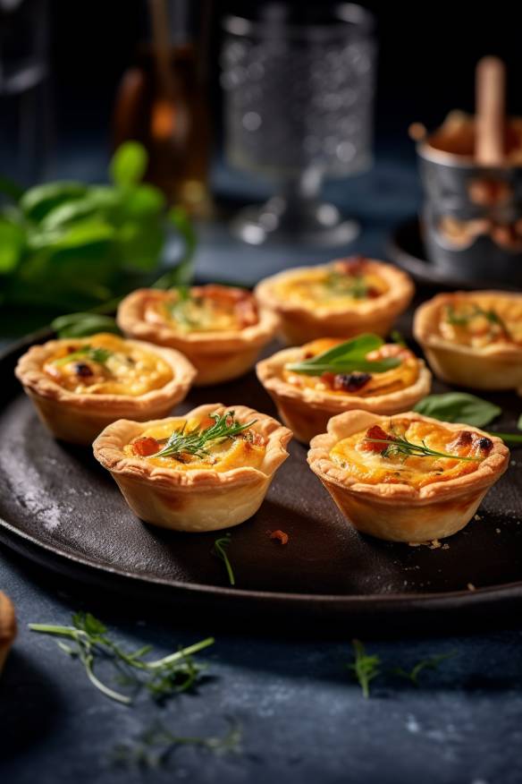 Mini-Quiches auf einem Servierteller