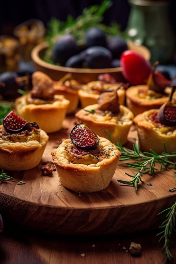 Mini-Quiches mit Ziegenkäse und Feigen - Fingerfood für die Hochzeit