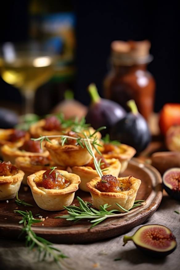 Mini-Quiches mit Ziegenkäse und Feigen - Fingerfood für die Hochzeit