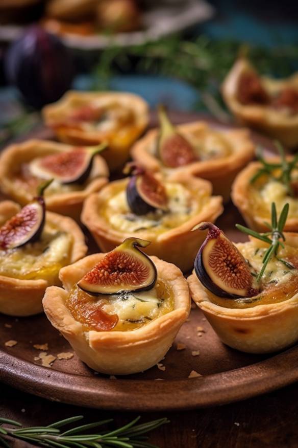 Mini-Quiches mit Ziegenkäse und Feigen - Fingerfood für die Hochzeit