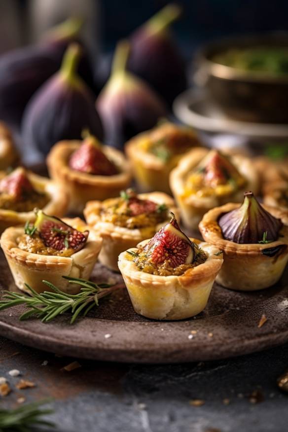 Mini-Quiches mit Ziegenkäse und Feigen - Fingerfood für die Hochzeit