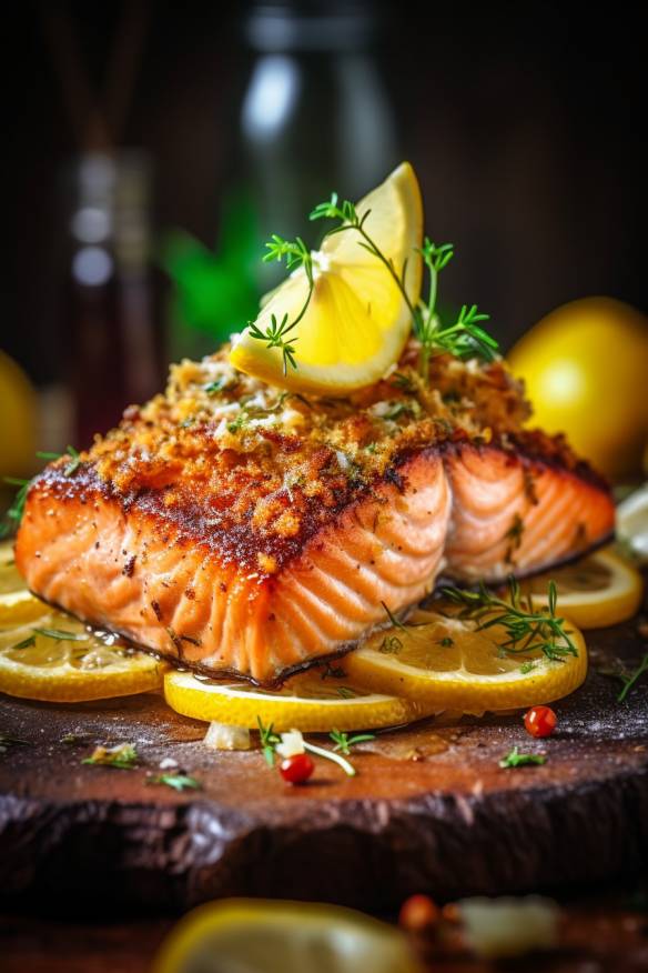 Gebratener Lachs mit Zitronen-Kräuter-Kruste - Eines der besten ...