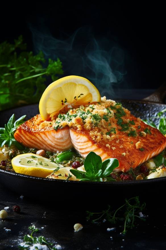 Gebackener Lachs mit Zitronen-Kräuter-Kruste - Ein Leichtes und ...
