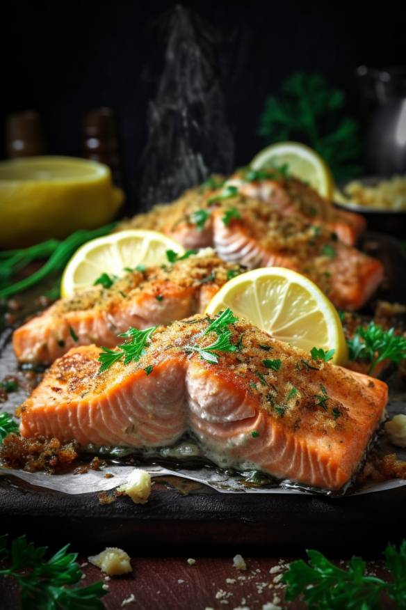 Gebackener Lachs mit Zitronen-Kräuter-Kruste - Ein Leichtes und ...