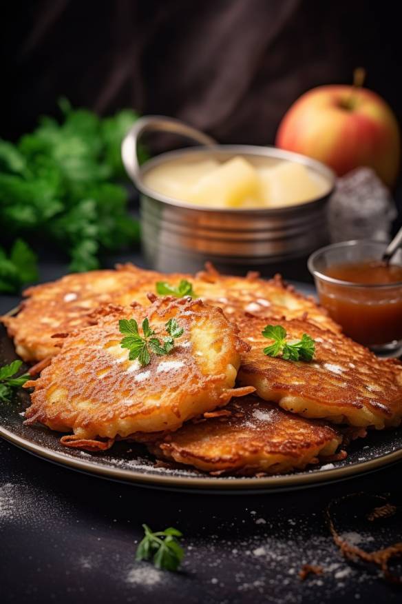 Kartoffel-Pfannkuchen mit Apfelmus