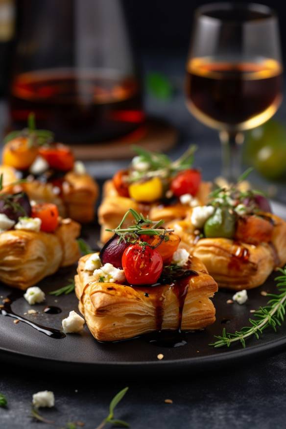 Blätterteighäppchen mit Ziegenkäse und Gemüse - Leckeres Fingerfood für ...