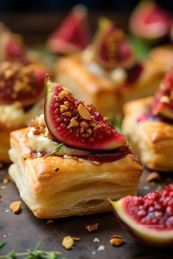 Blätterteig-Canapés mit Ziegenkäse und Feigen