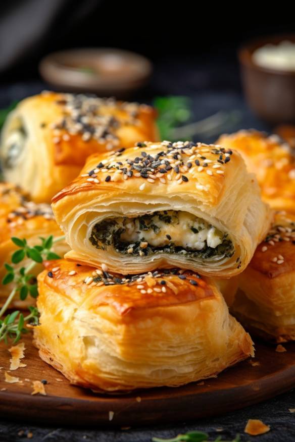 Blätterteig-Schnecken mit Spinat und Feta - Schnelles und einfaches Rezept