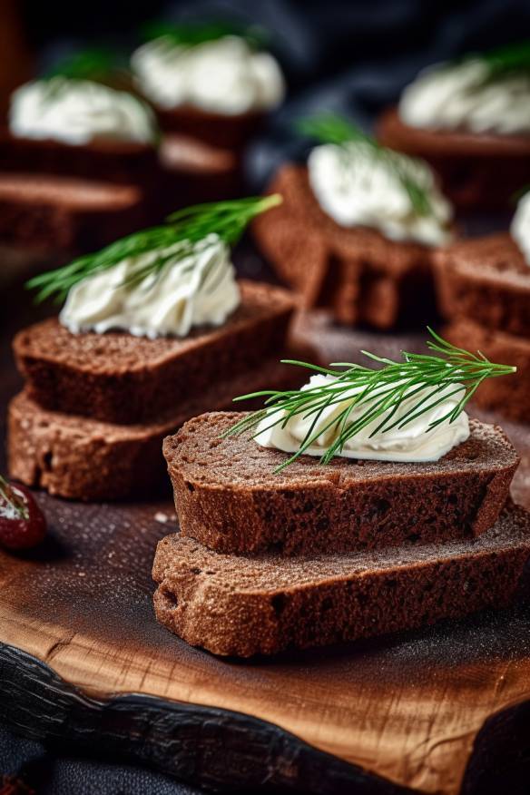 Pumpernickel-Fingerfood mit Frischkäsecreme