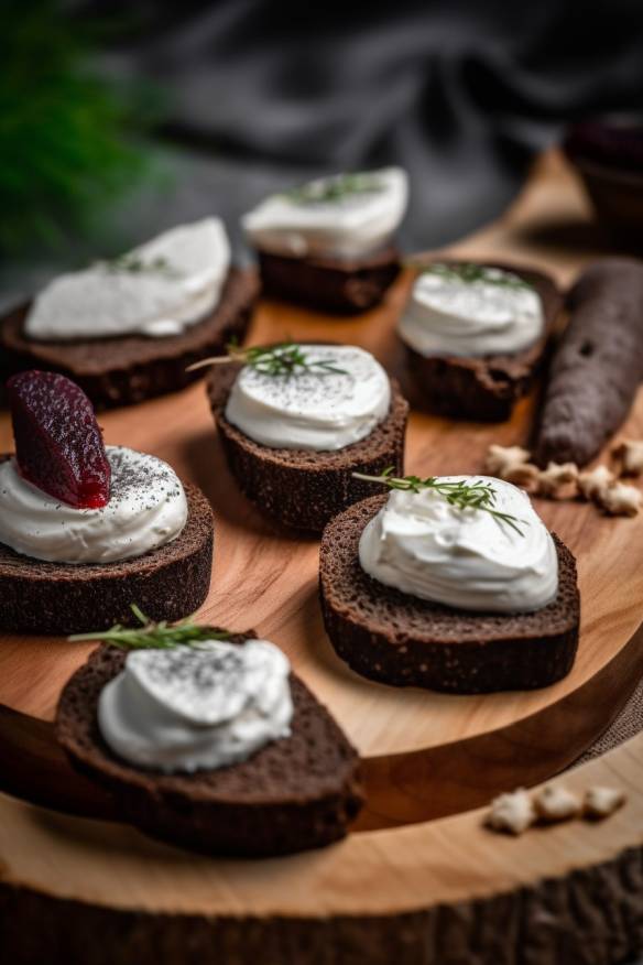 Pumpernickel-Fingerfood mit Frischkäsecreme