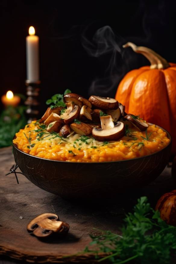 Kürbisrisotto mit gebratenen Pilzen - Eine herbstliche Delikatesse