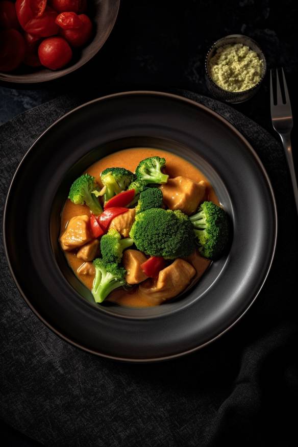 Schnelles Hähnchen-Curry mit Brokkoli und Paprika