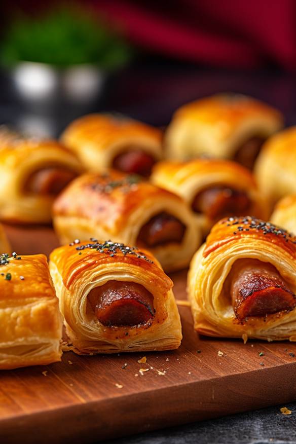 Bratwurst im Blätterteig - Schnelles Fingerfood für jede Party