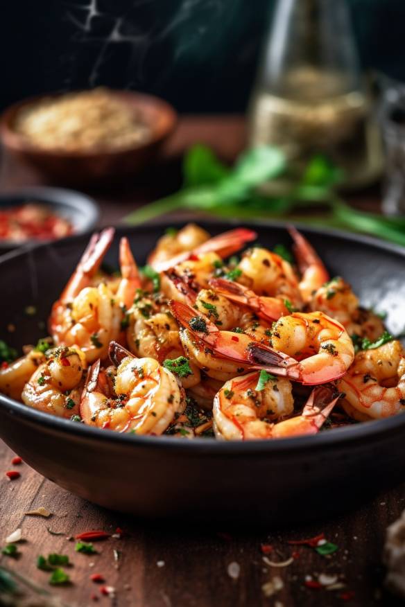 Gebratene Garnelen mit Knoblauch und Chili - Kochideen für 2