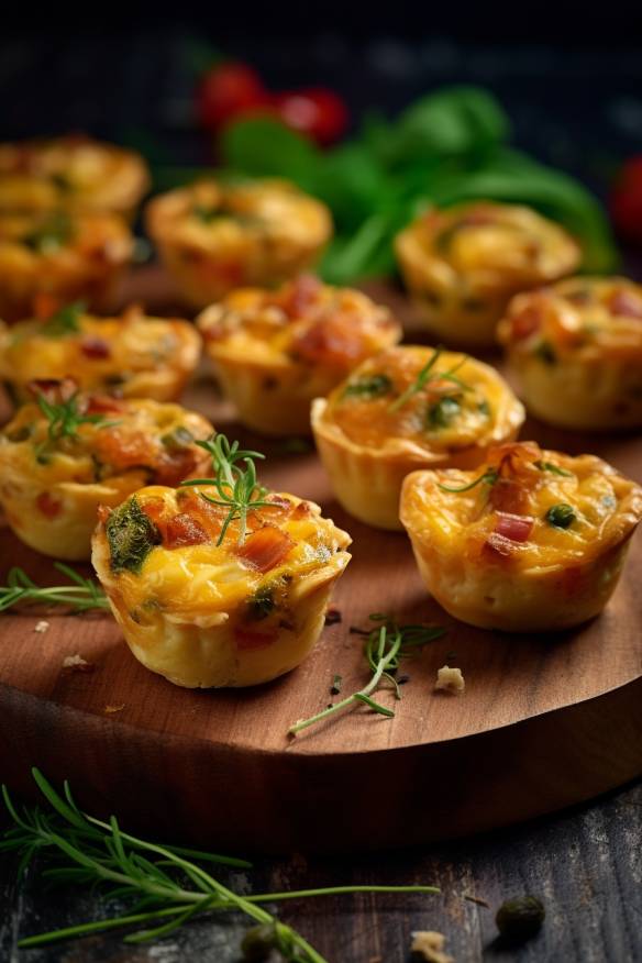 Pikante Mini-Quiches als herzhafte Partysnacks.