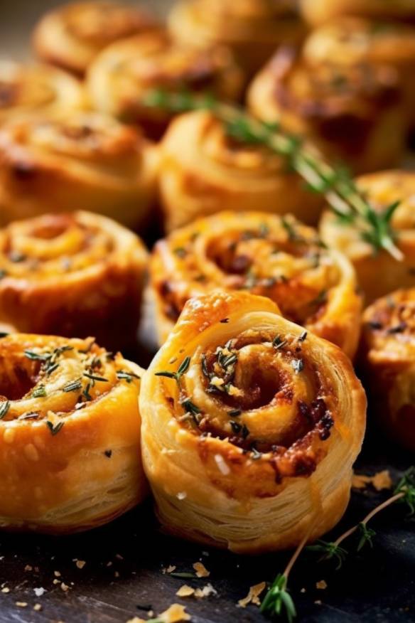 Pikante Blätterteigschnecken - Perfektes Häppchen für den Sektempfang