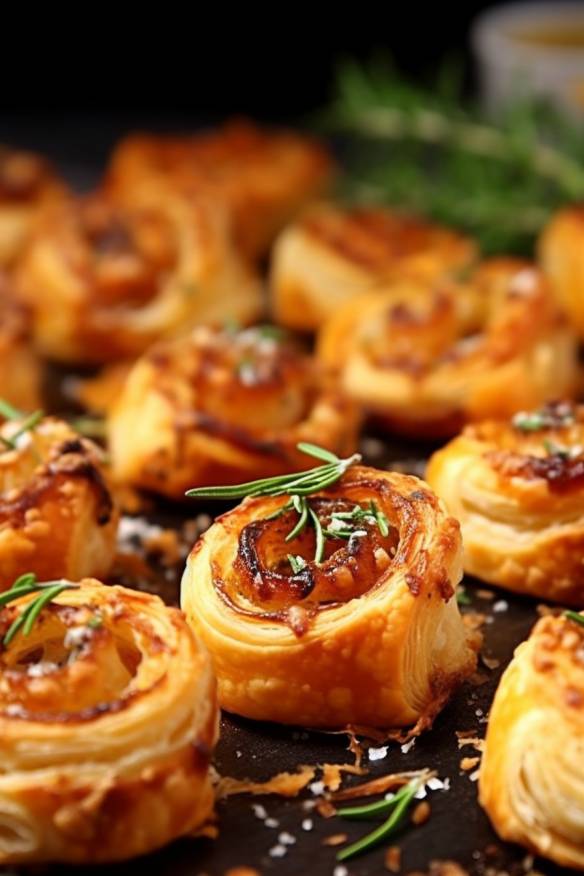 Pikante Blätterteigschnecken - Perfektes Häppchen für den Sektempfang