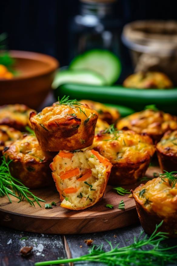 Herzhafte Gemüse-Käse-Muffins als Fingerfood ohne Mehl