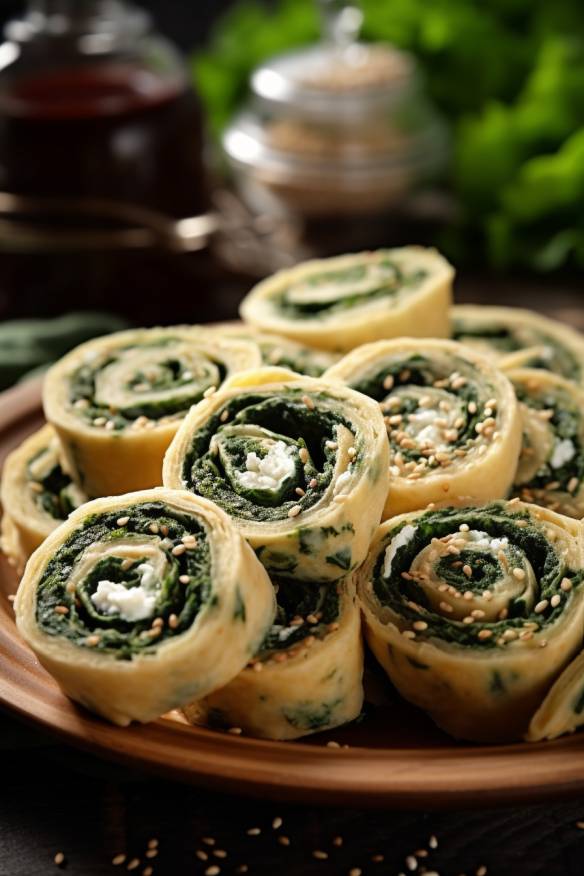 Spinat-Feta-Schnecken - Vegetarisches Blätterteig Fingerfood