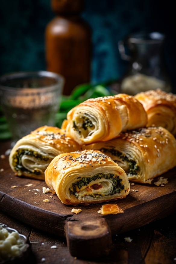 Blätterteig-Schnecken mit Spinat und Feta - Vegetarische Party-Snacks