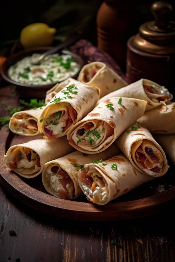 Gefüllte Wraps für kaltes Buffet