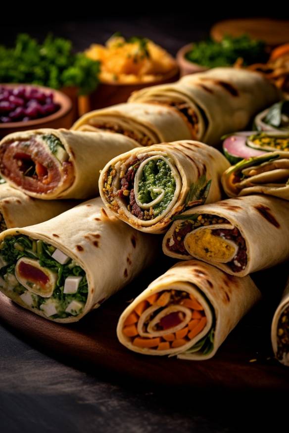Gefüllte Wraps für kaltes Buffet