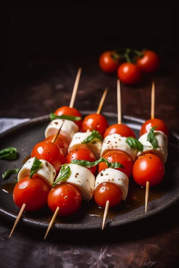 Tomate-Mozzarella-Spieße - Einfache Häppchen zum Sekt