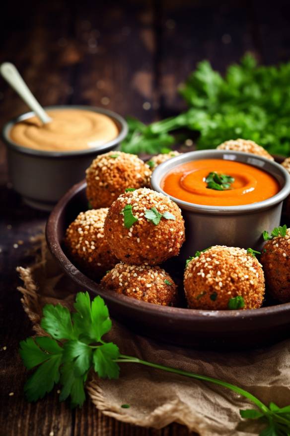 Vegane Quinoa-Bällchen mit Paprika-Dip - Bianca Zapatka Fingerfood Rezept