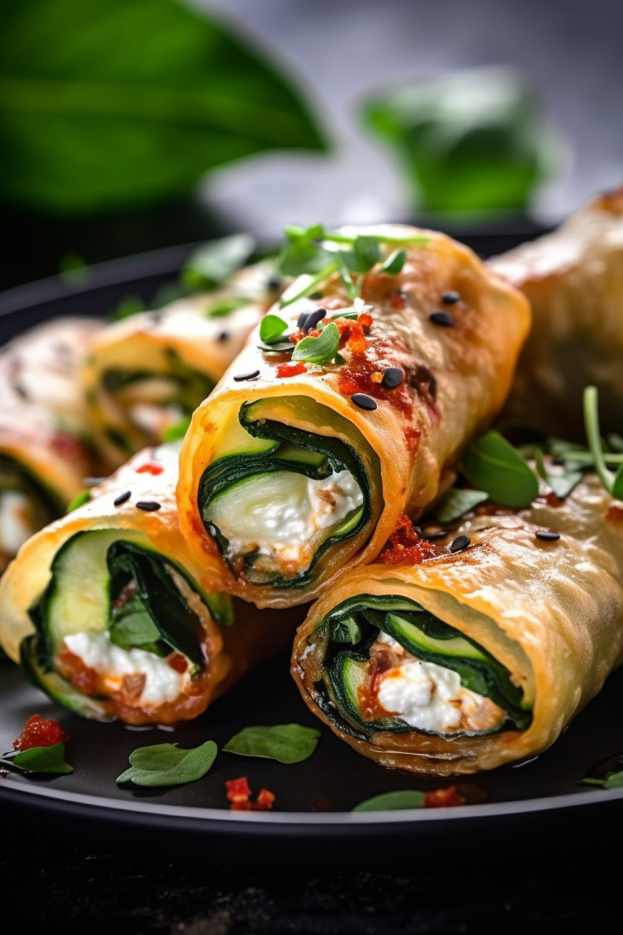 Zucchini-Feta-Röllchen - schnelles Fingerfood in Minuten zubereitet