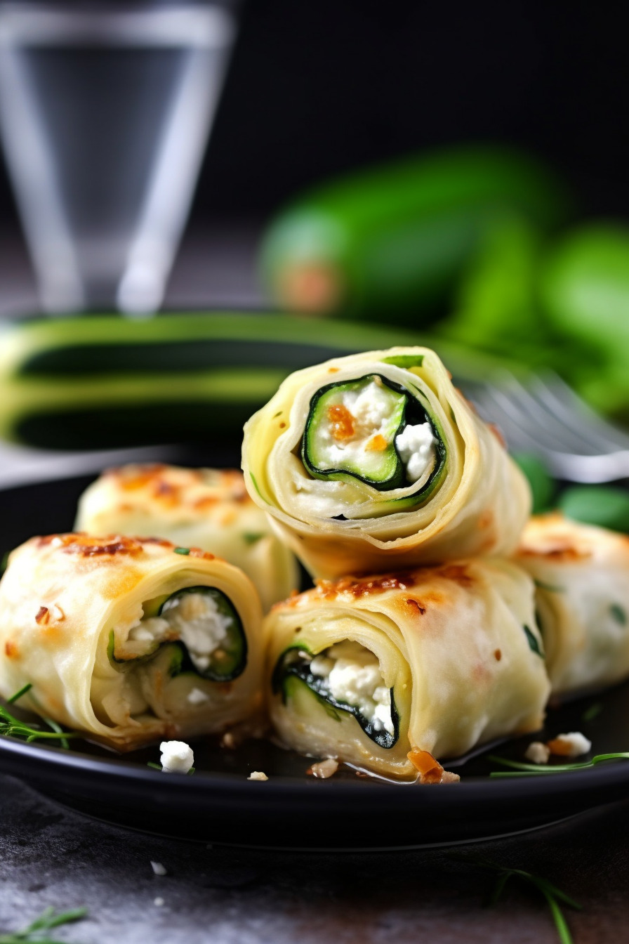 Zucchini-Feta-Röllchen - schnelles Fingerfood in Minuten zubereitet