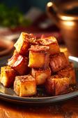 Bacon Toast Häppchen auf einem Teller