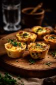 Knusprige Mini-Quiches auf einem Teller