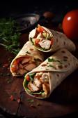Wraps gefüllt mit Hähnchen und Gemüse.